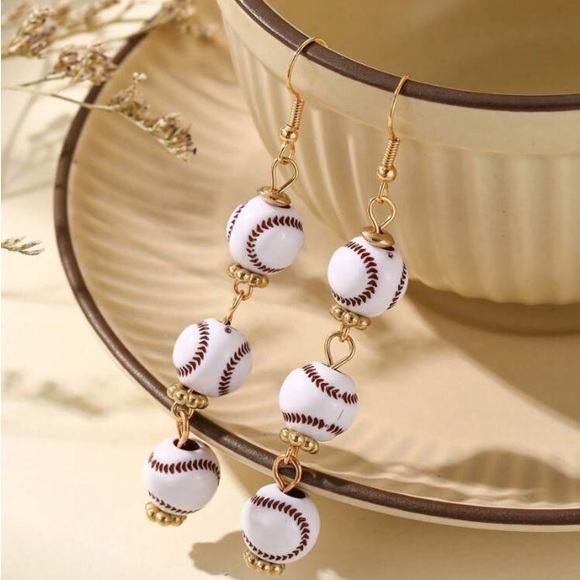 Earrings- Baseball dangle, earrings .These earrings are unique nwt - Picture 2 of 8